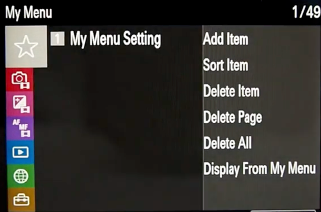 Sony A7s Iii My Menu