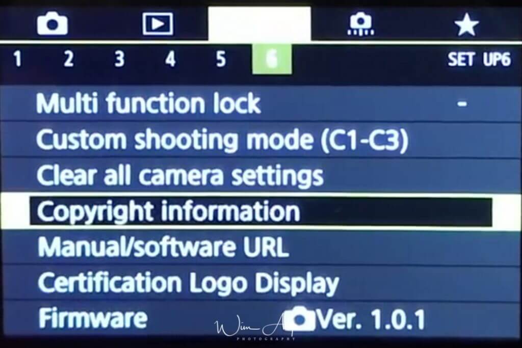 Canon EOS R Setup Menu page 6