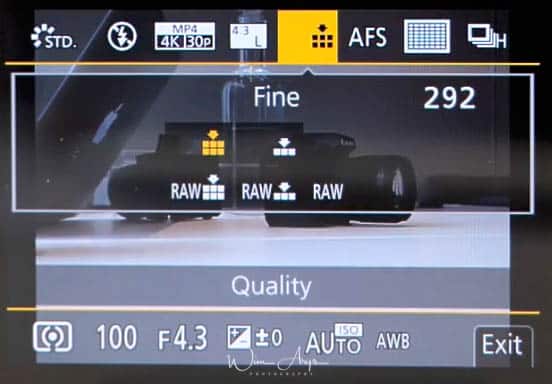 G95 Q menu quality settings