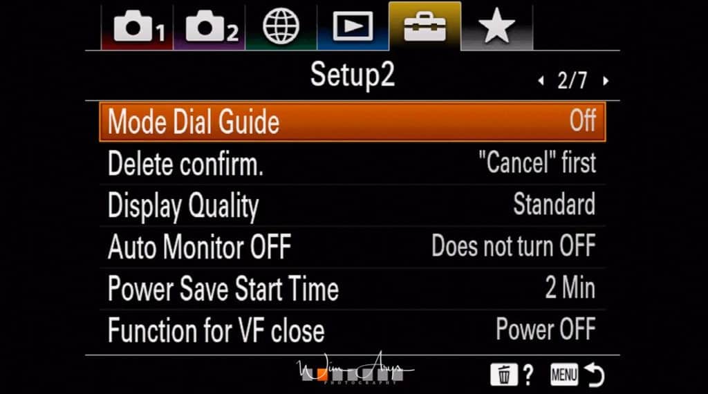 RX100 VI setup menu page 2