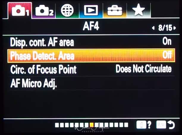 red camera icon page 8 (autofocus settings page 4)