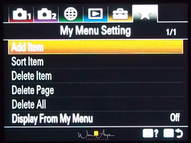 my menu settings tab