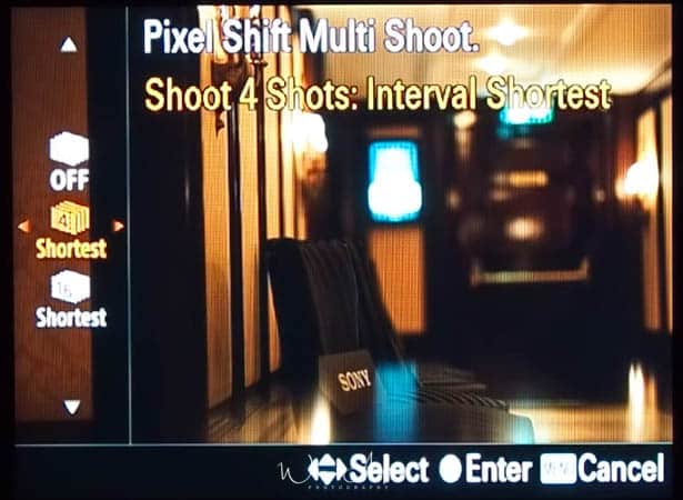 pixel shift multi shoot settings