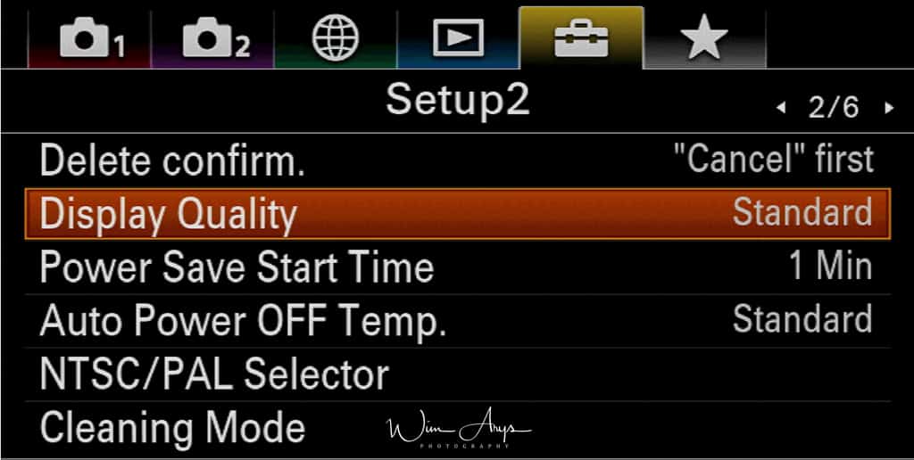 camera setup menu page 2