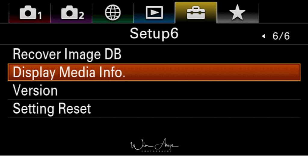 camera setup menu page 6