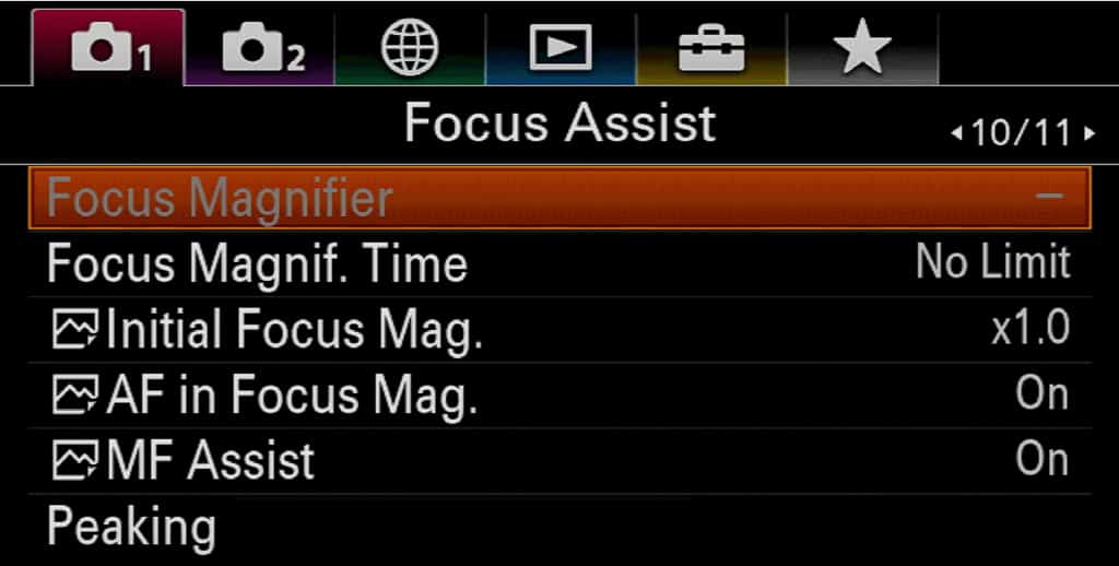 focus assist settings