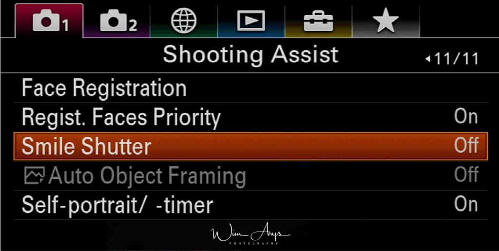Shooting Assist settings