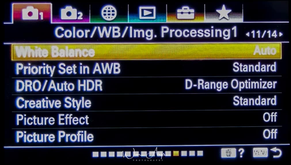 color and white balance settings page 2