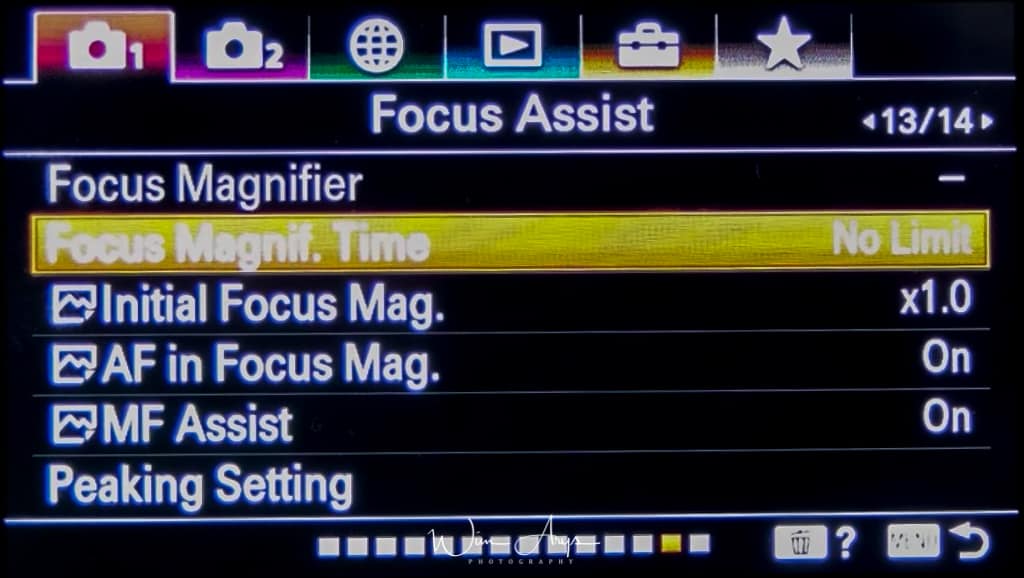 Focus assist menu