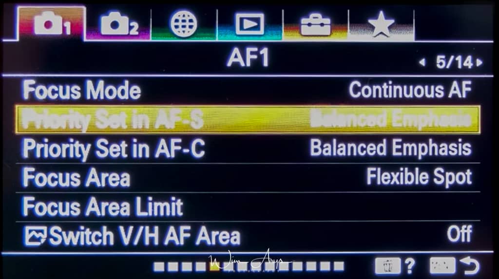 autofocus settings page 1