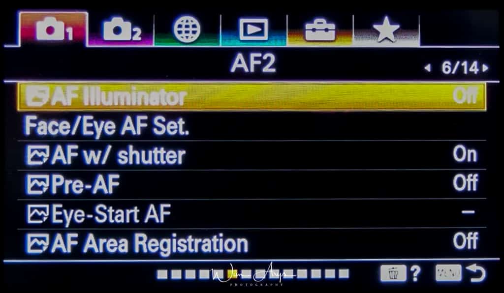 autofocus settings page 2