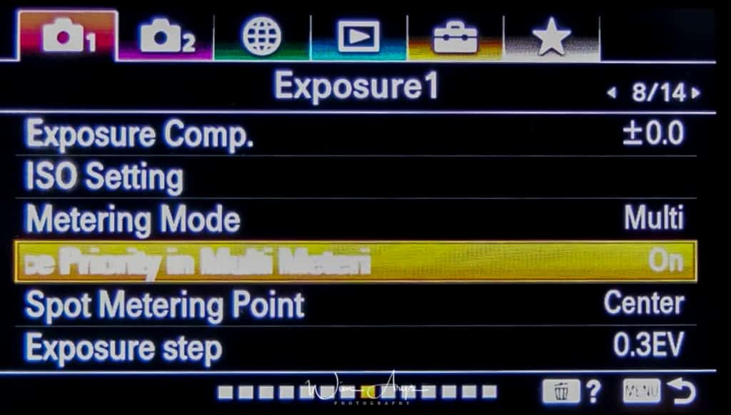 Exposure settings page 1