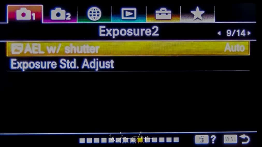 Exposure settings page 2