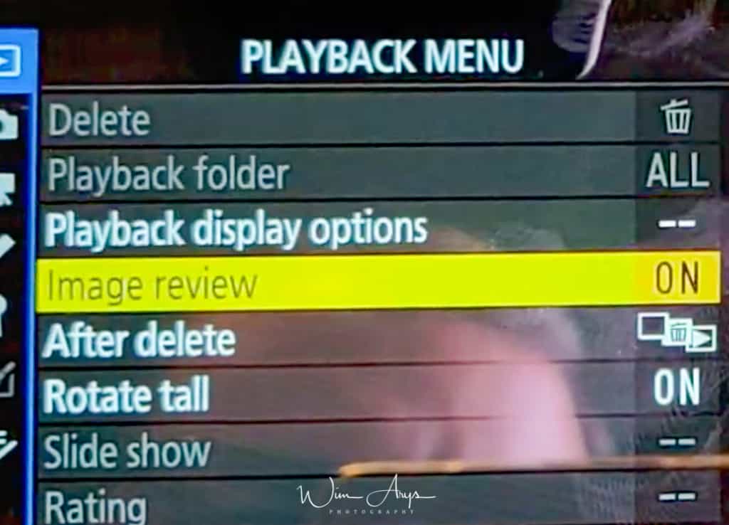 Z50 playback menu