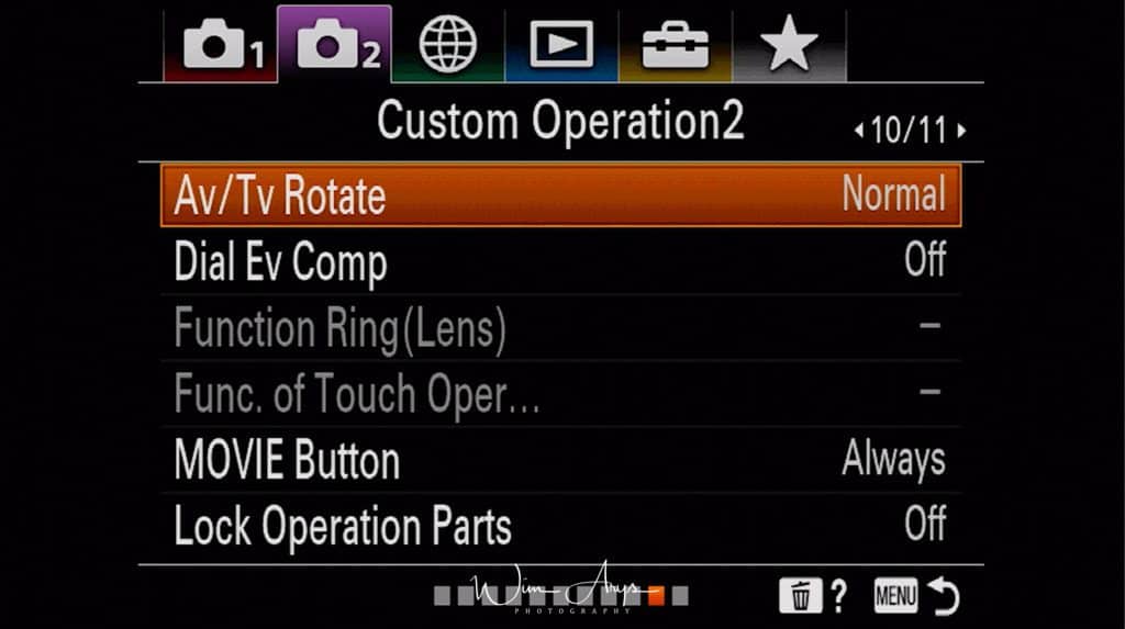 Custom operation settings page 2