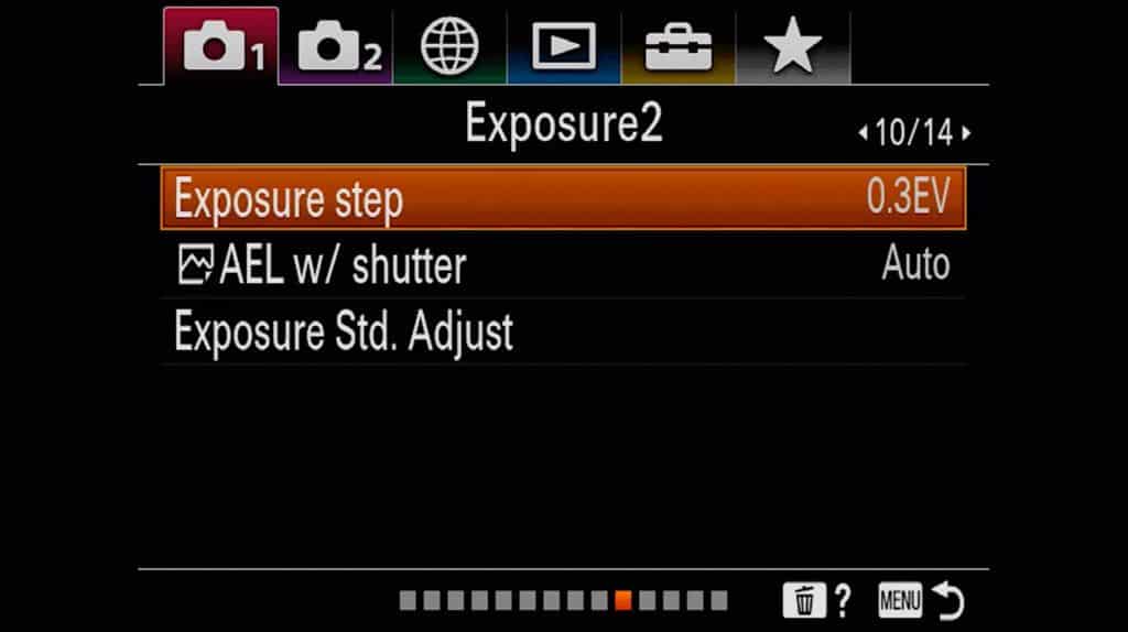 Exposure settings page 2