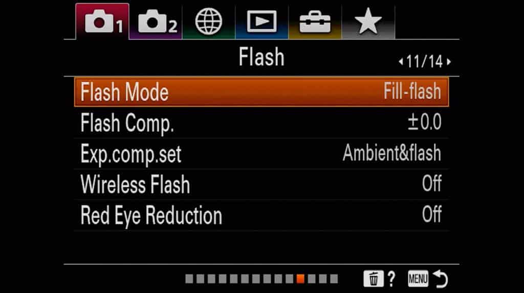 Flash settings