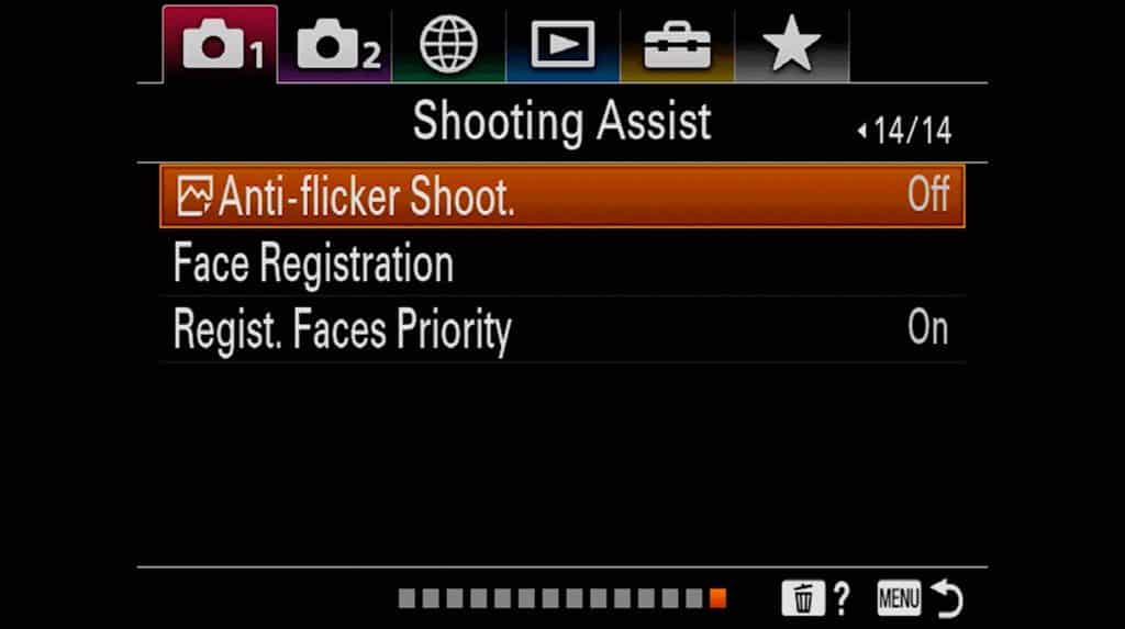 Face registration and shoot assist settings