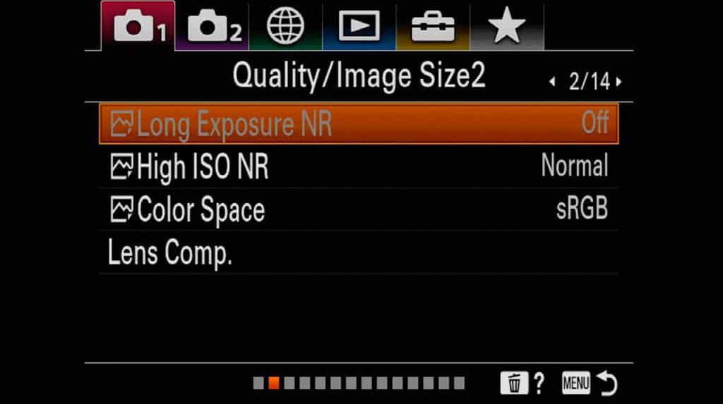 Quality settings and image size settings page 2