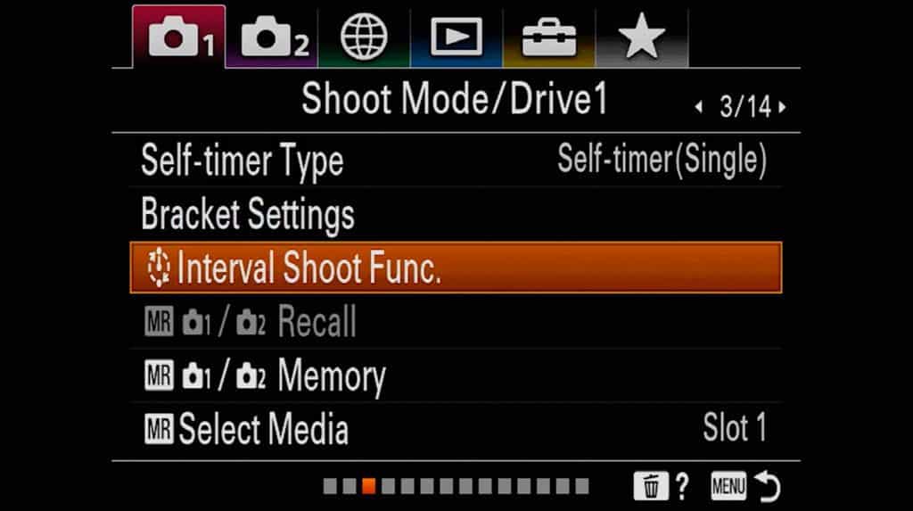 Shoot Mode and Drive settings page 1