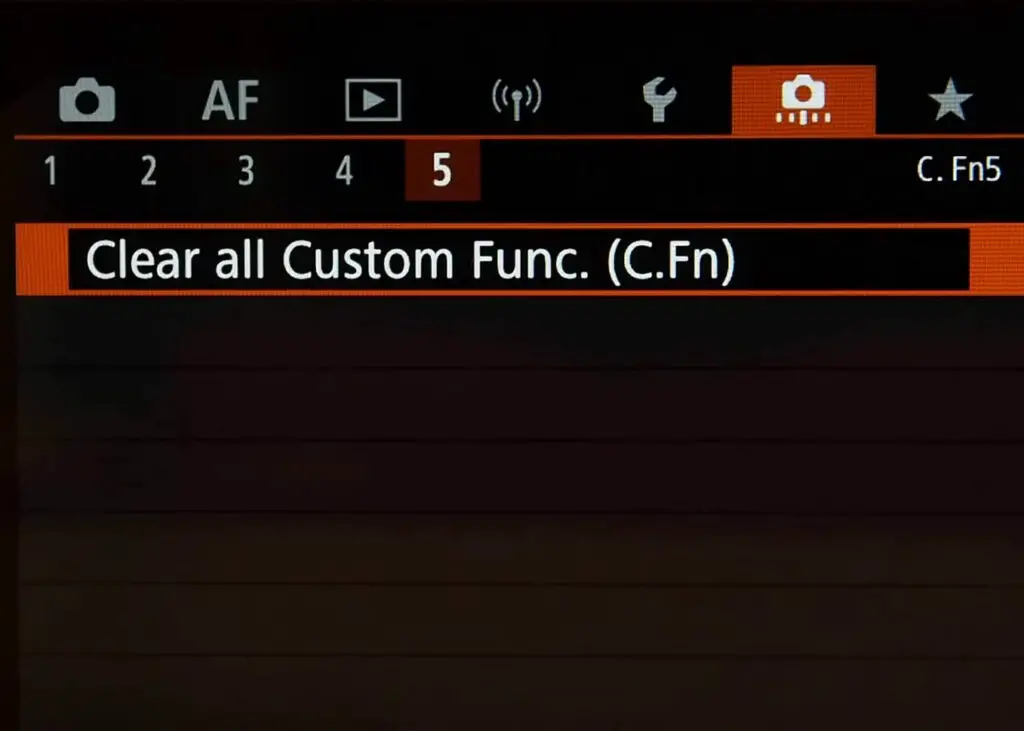 Custom function menu page 5