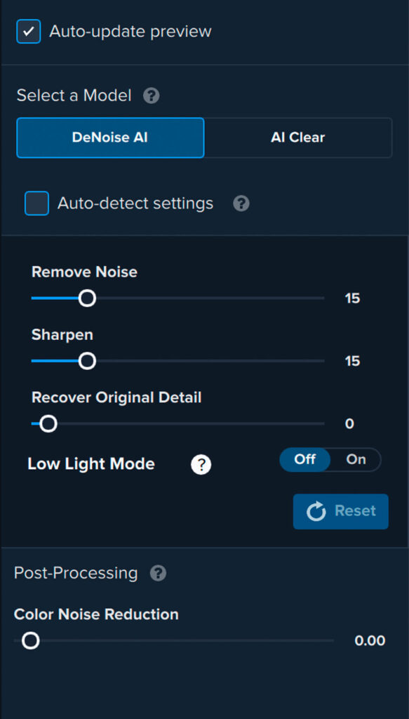 topaz denoise ai shortcuts