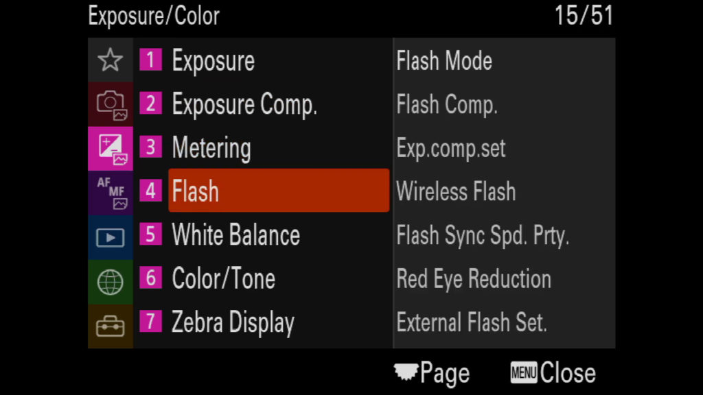 sony a1 menu page 15