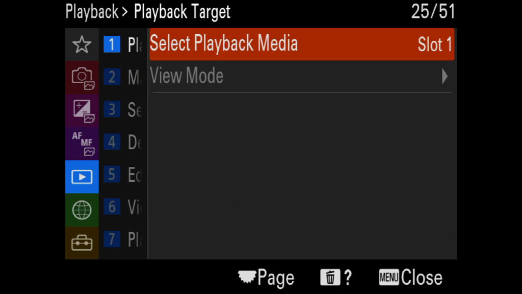 sony a1 menu page 25