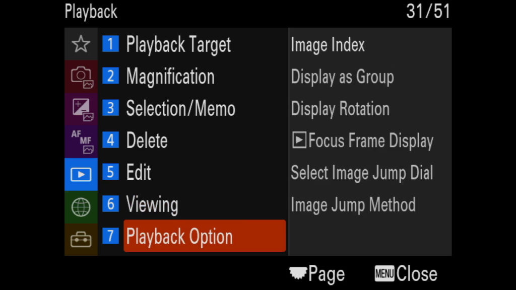 sony a1 menu page 31