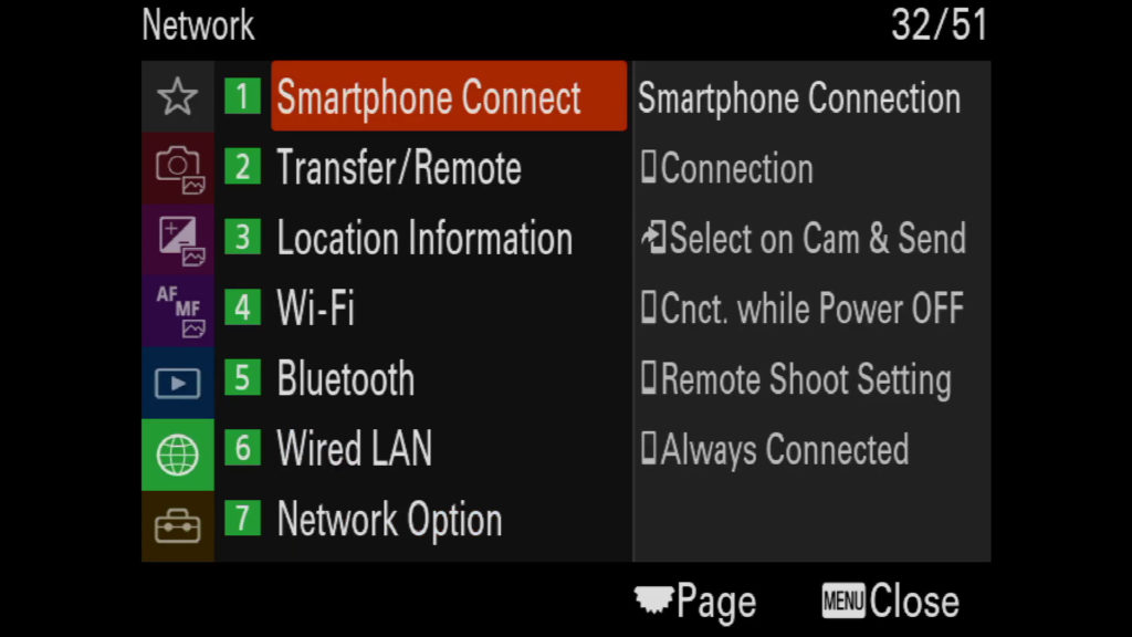 sony a1 menu page 32