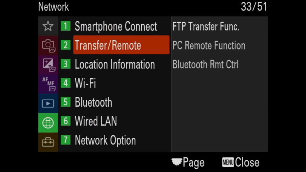 sony a1 menu page 33