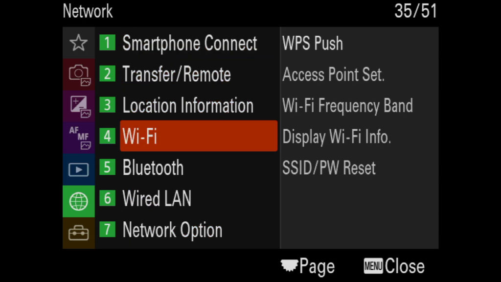 sony a1 menu page 35