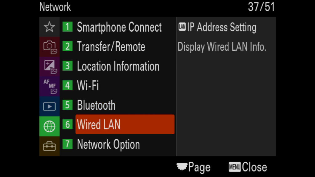 sony a1 menu page 37