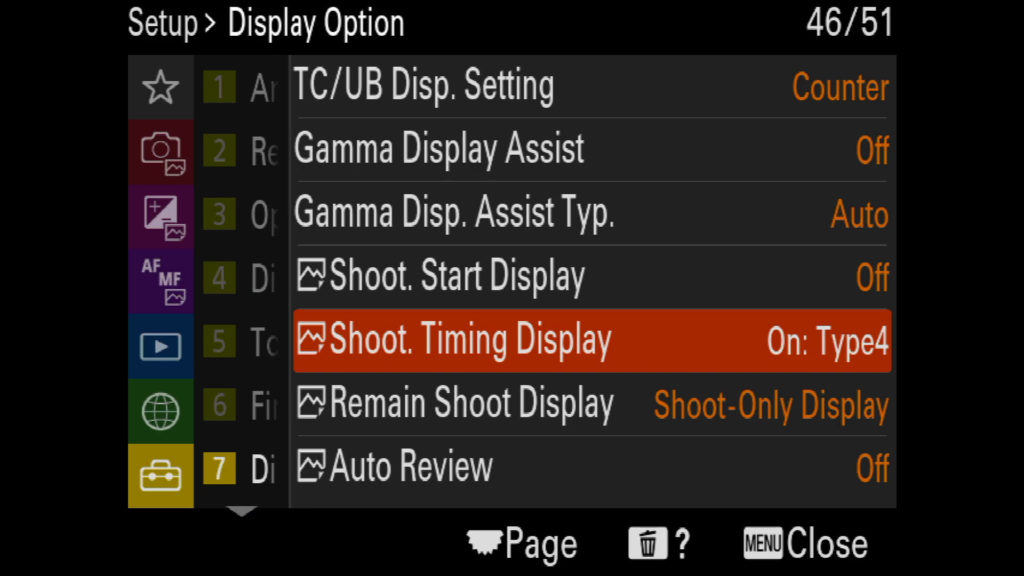 sony a1 menu page 46