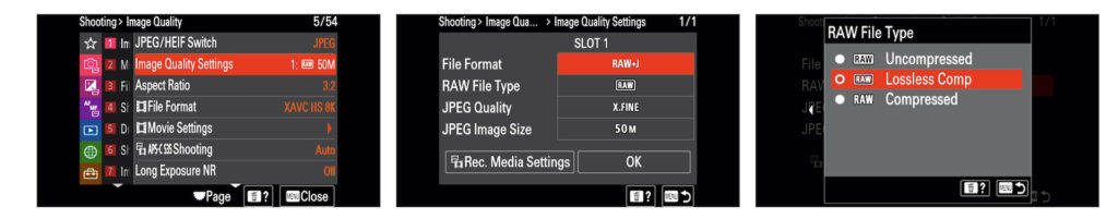 sony a1 menu pages 5.58.59