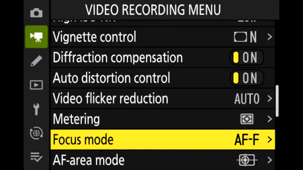 Movie Shooting Menu page 3