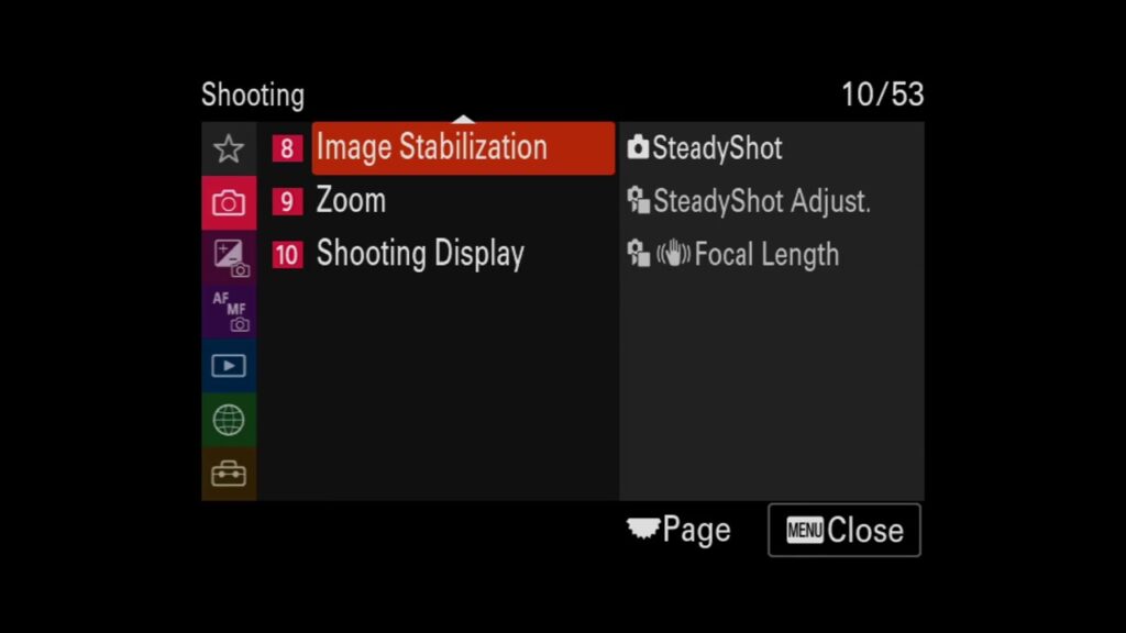 Sony A7 IV menu page 10 large