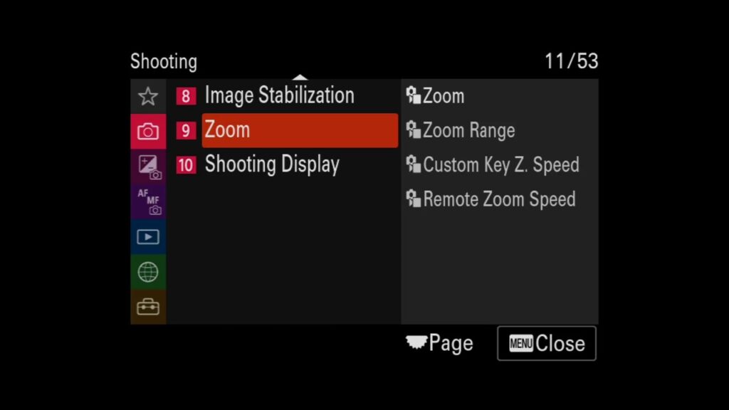 Sony A7 IV menu page 11 large