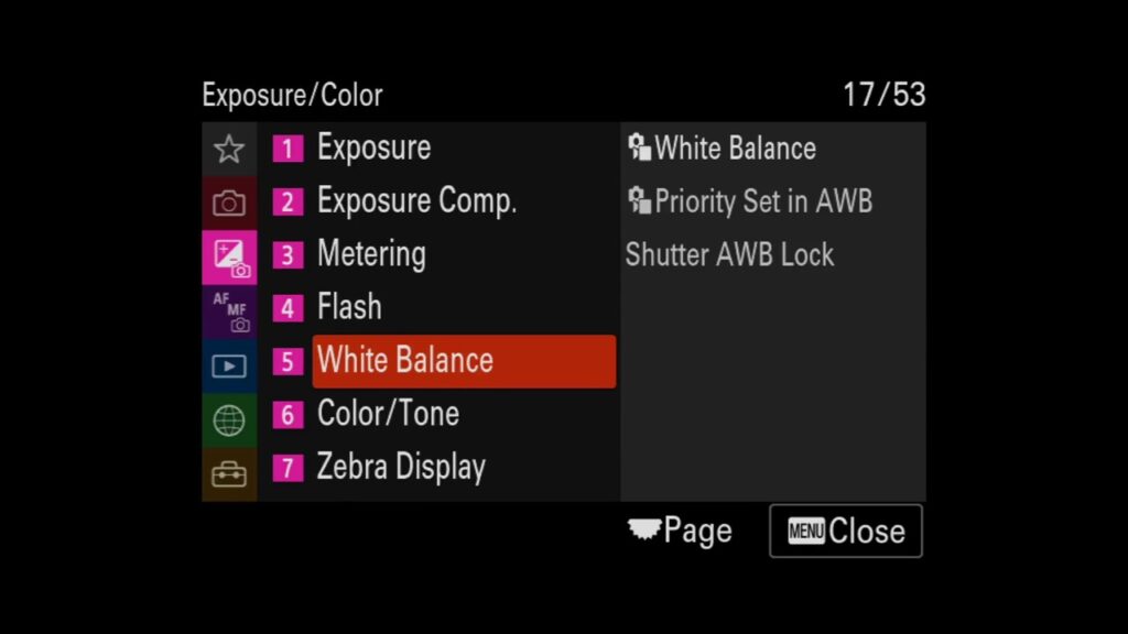 Sony A7 IV menu system page 17 large