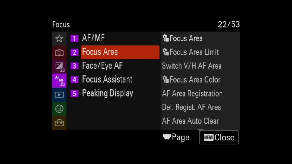 Sony A7 IV menu page 22 large