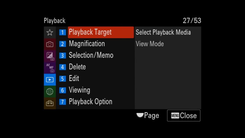 Sony A7 IV menu page 27 large