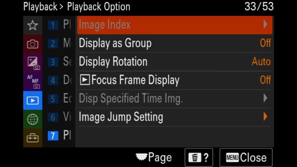 Sony A7 IV menu page 33 large