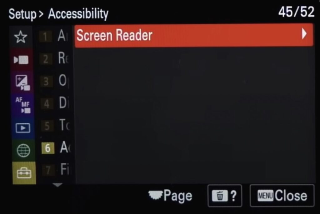 Sony A7 IV menu page 45 large
