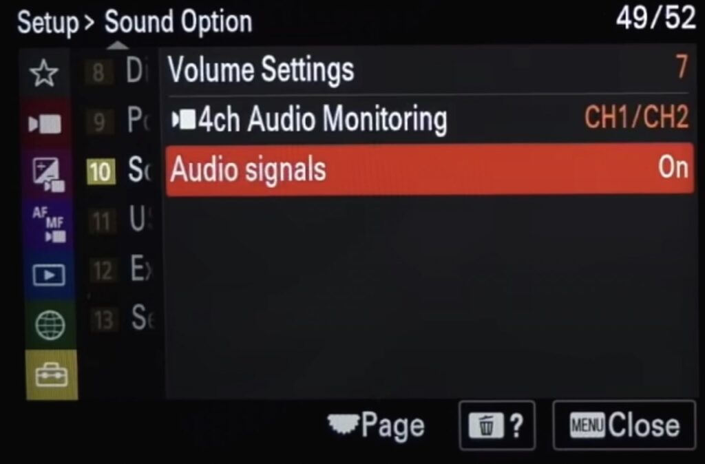 Sony A7 IV menu system page 49 large