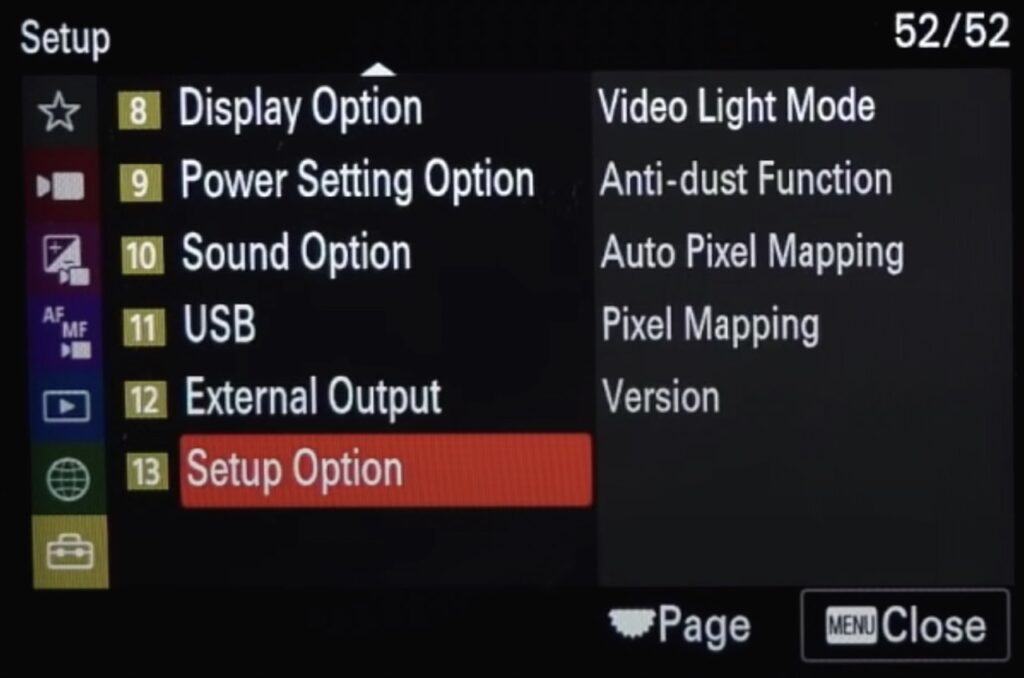Sony A7 IV menu page 52 large
