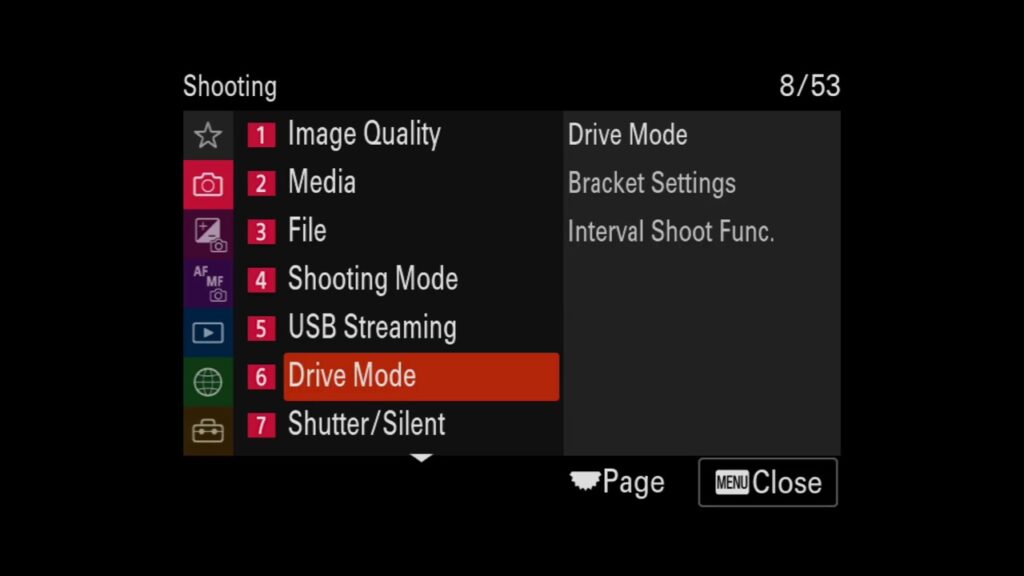 Sony A7 IV menu page 8 large