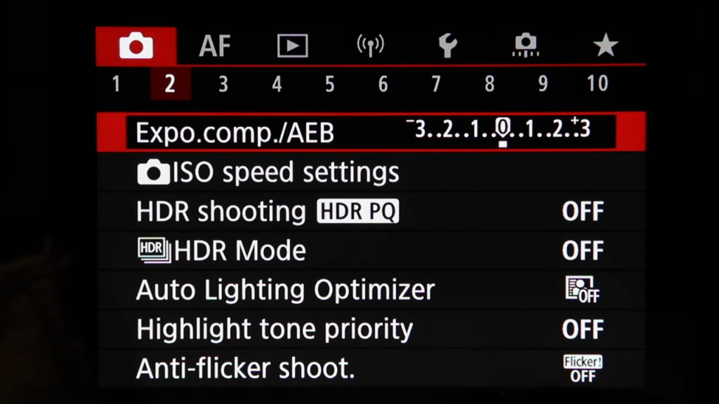 canon eos r7 menu setup part 1 00 03 56