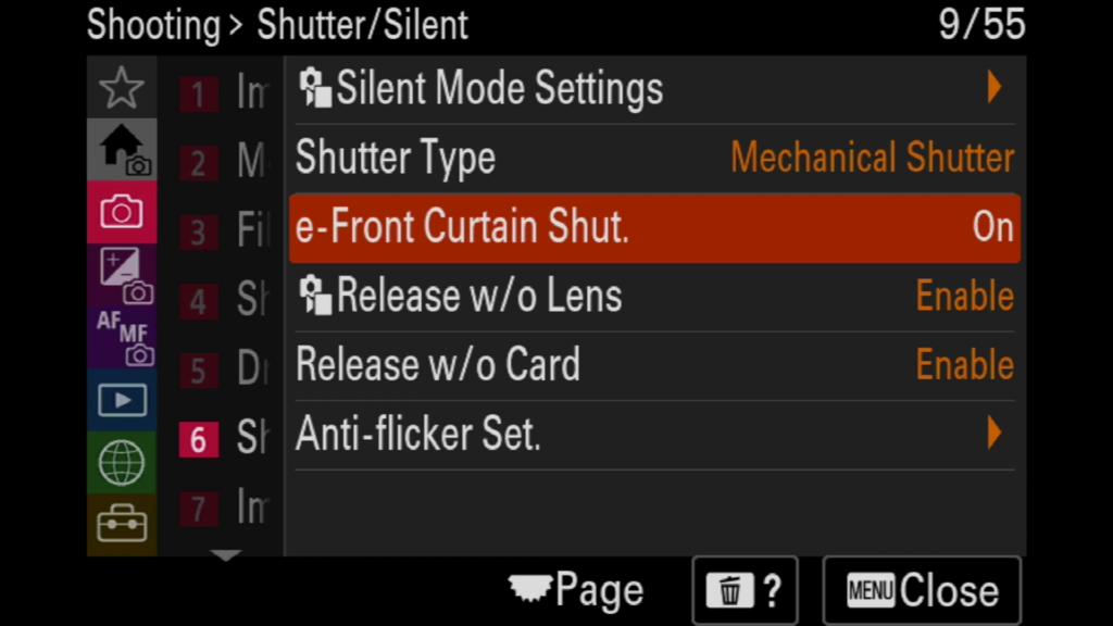 Sony A7rV image menu page 10