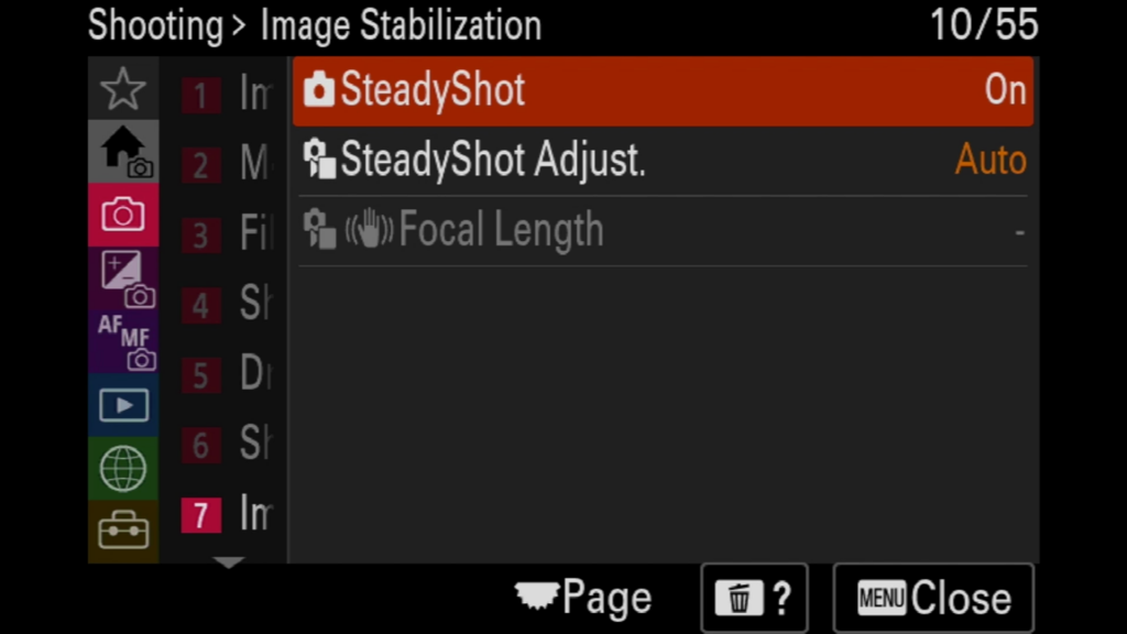 Sony A7rV image menu page 11