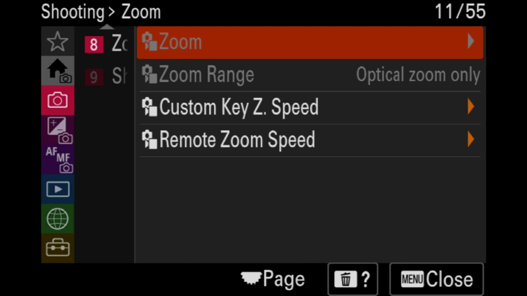 Sony A7rV image menu page 12